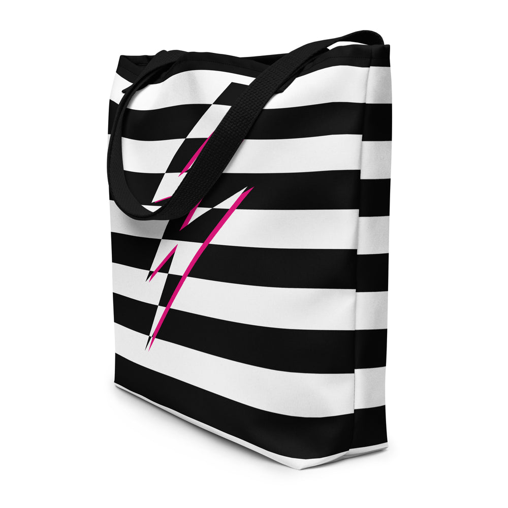 Black And White Lightning Large Tote/Beach Bag Bags The Rainbow Stores