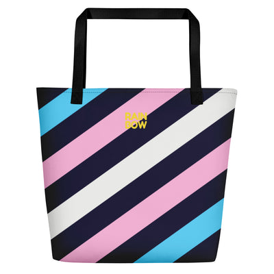 Trans Diagonal Stripes Large Tote/Beach Bag Bags The Rainbow Stores