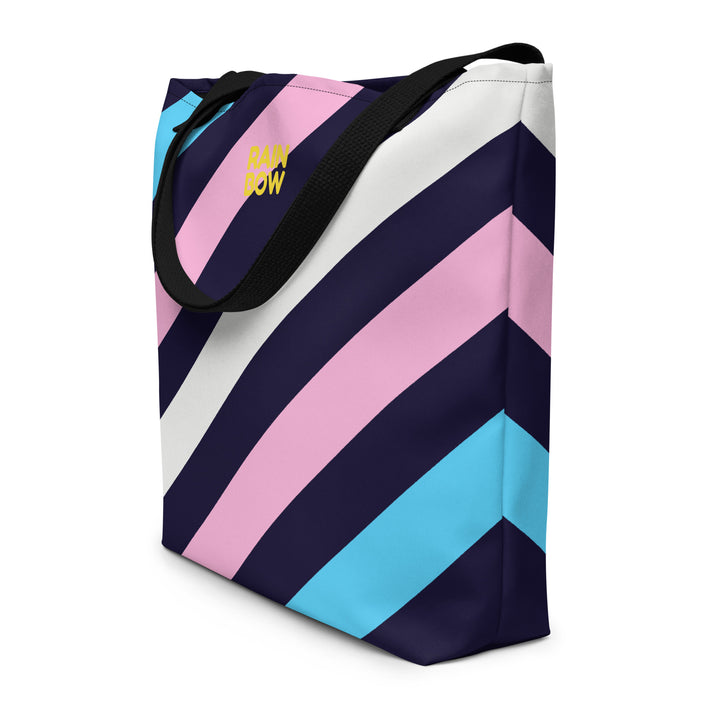 Trans Diagonal Stripes Large Tote/Beach Bag Bags The Rainbow Stores