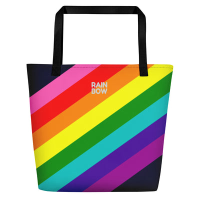 Gilbert Baker Original Pride Flag Diagonal Stripe Large Tote/Beach Bag Bags The Rainbow Stores
