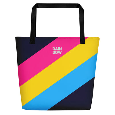 Pansexual Diagonal Stripes Large Tote/Beach Bag Bags The Rainbow Stores