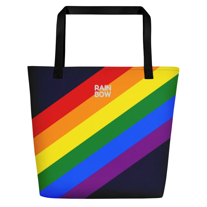 Rainbow Pride Flag Diagonal Stripes Large Tote/Beach Bag Bags The Rainbow Stores
