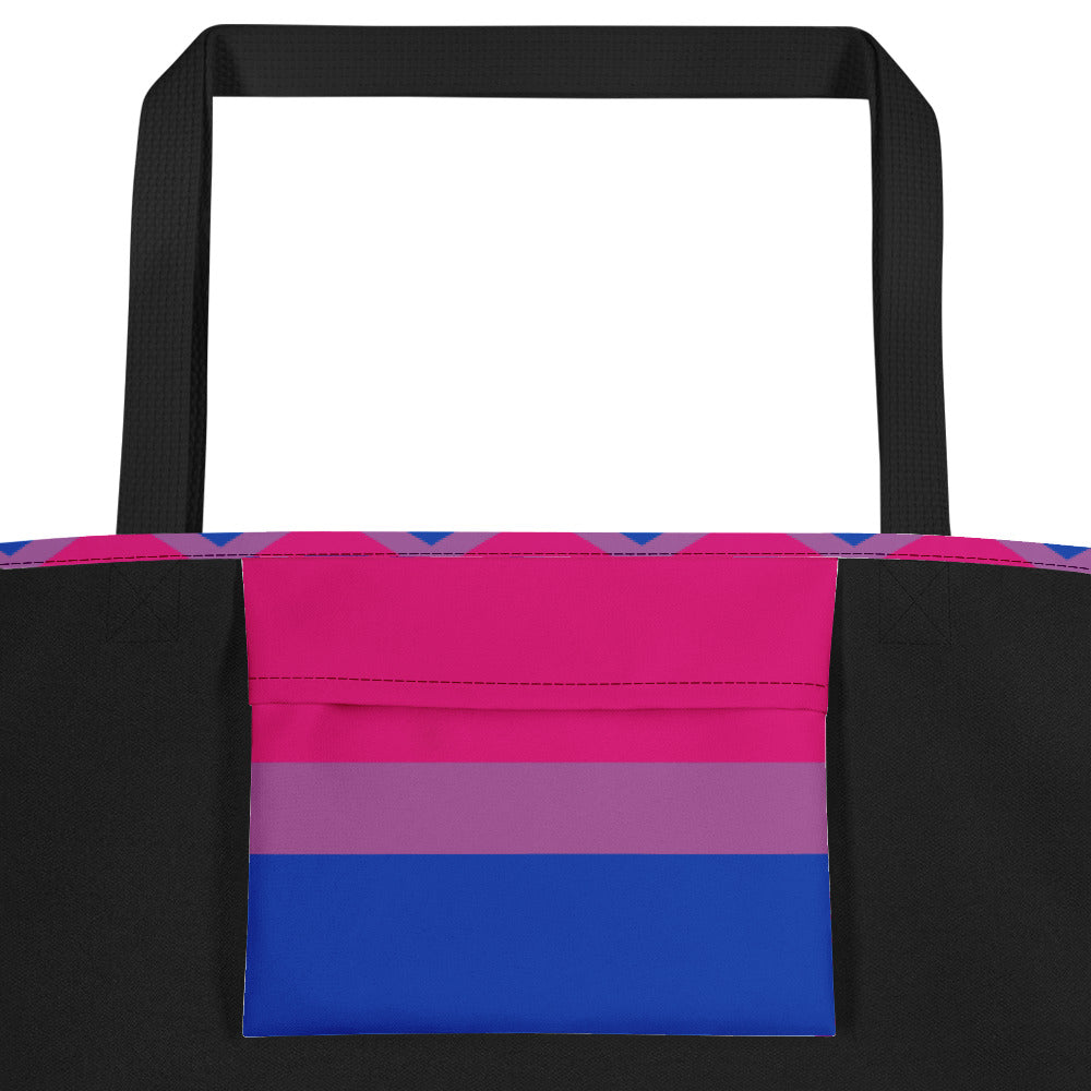 Bisexual Flag Zig Zag Large Tote/Beach Bag Bags The Rainbow Stores