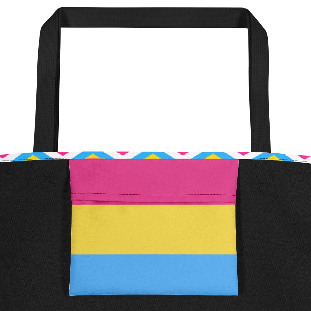 Pansexual Flag Zig Zag Large Tote/Beach Bag Bags The Rainbow Stores