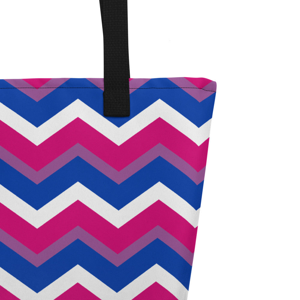 Bisexual Flag Zig Zag Large Tote/Beach Bag Bags The Rainbow Stores