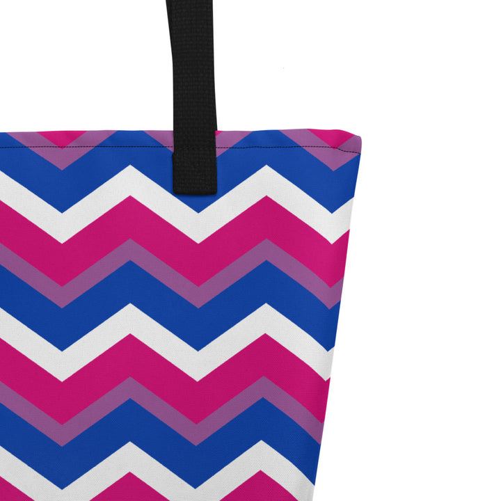 Bisexual Flag Zig Zag Large Tote/Beach Bag Bags The Rainbow Stores