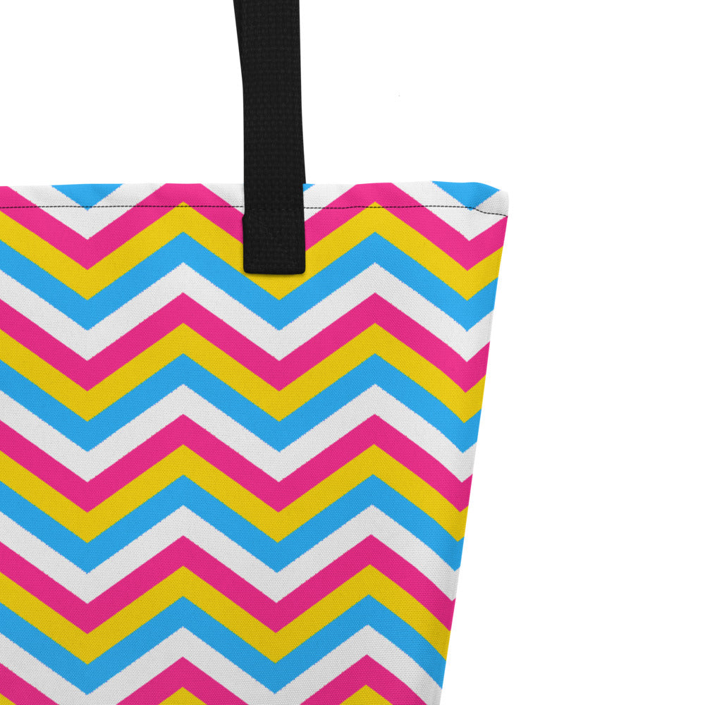 Pansexual Flag Zig Zag Large Tote/Beach Bag Bags The Rainbow Stores