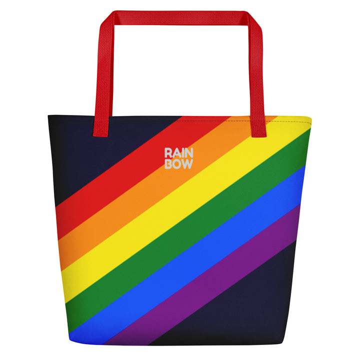 Rainbow Pride Flag Diagonal Stripes Large Tote/Beach Bag Bags The Rainbow Stores