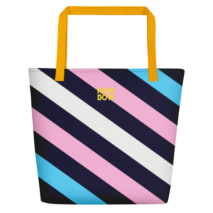 Trans Diagonal Stripes Large Tote/Beach Bag Bags The Rainbow Stores