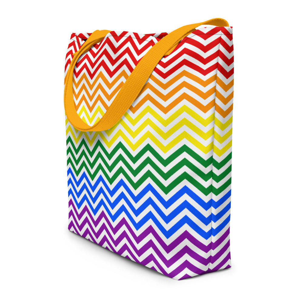 Rainbow Simple Zig Zag Large Tote/Beach Bag Bags The Rainbow Stores