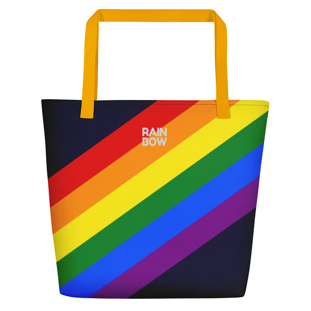 Rainbow Pride Flag Diagonal Stripes Large Tote/Beach Bag Bags The Rainbow Stores
