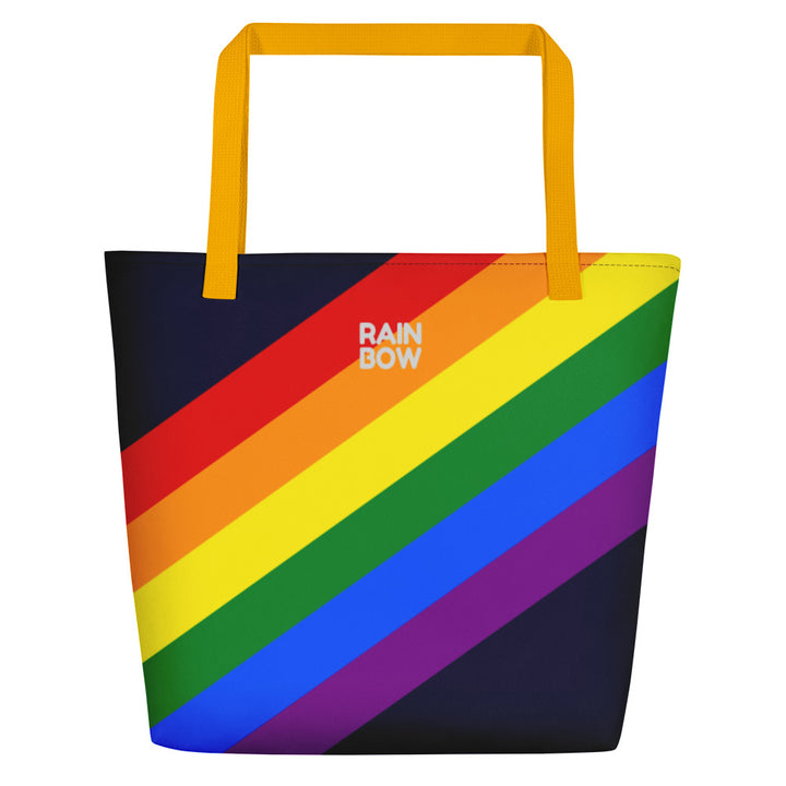 Rainbow Pride Flag Diagonal Stripes Large Tote/Beach Bag Bags The Rainbow Stores