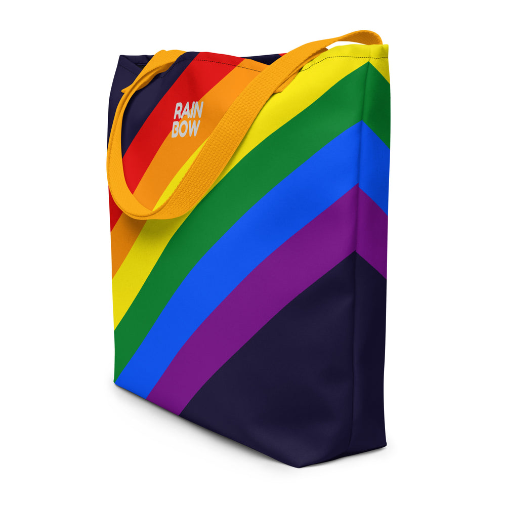Rainbow Pride Flag Diagonal Stripes Large Tote/Beach Bag Bags The Rainbow Stores