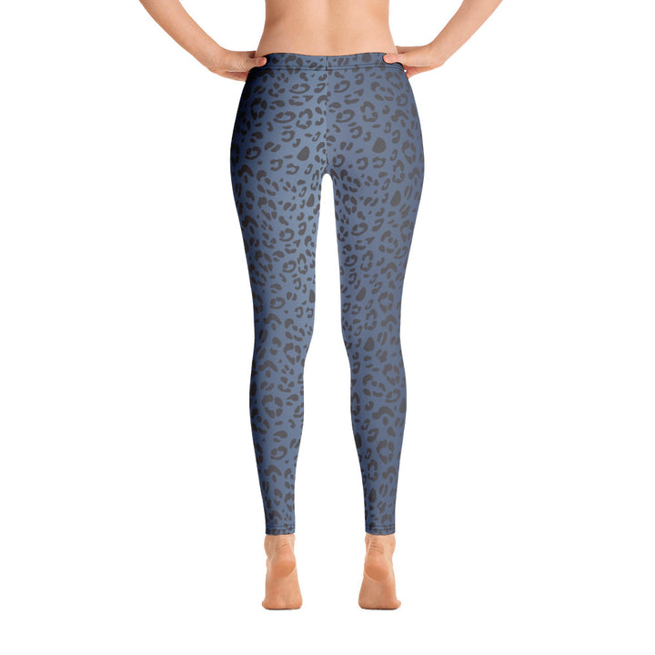 Non-Binary Pride Flash Blue Leopard Print Leggings Leggings The Rainbow Stores