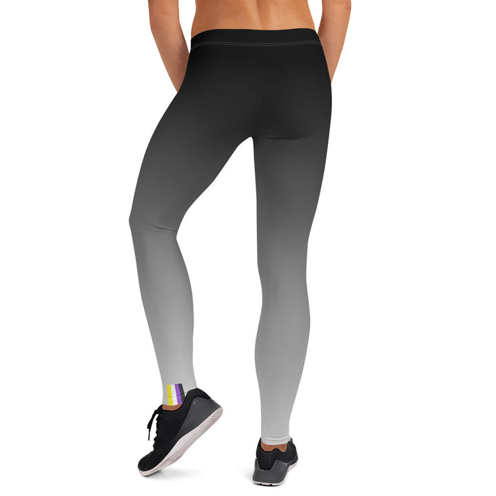 Non-Binary Pride Flash Fade To Grey Leggings Leggings The Rainbow Stores