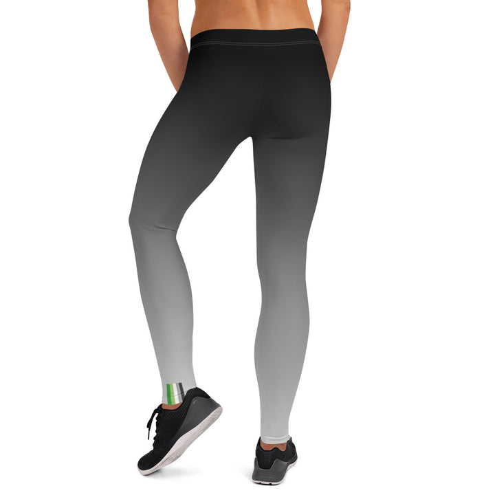 Aromantic Pride Flash Fade To Grey Leggings Leggings The Rainbow Stores