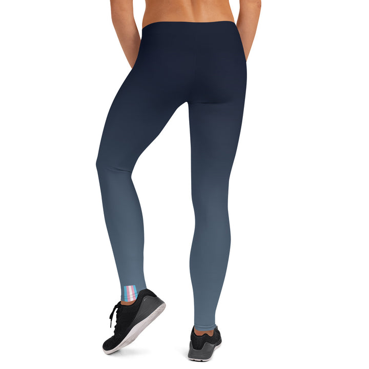 Trans Pride Flash Fade To Blue Leggings Leggings The Rainbow Stores