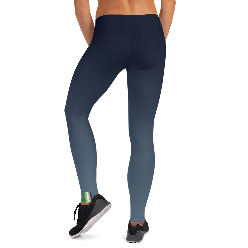 Aromantic Pride Flash Fade To Blue Leggings Leggings The Rainbow Stores