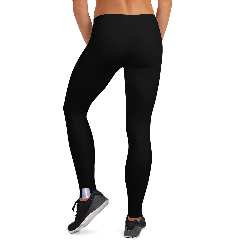 Trans Pride Flash Black Leggings Leggings The Rainbow Stores
