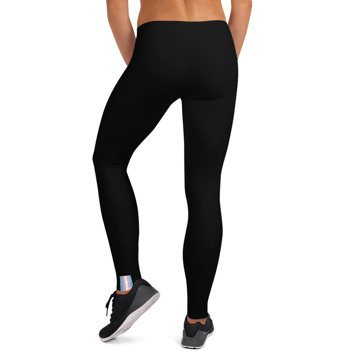 Trans Pride Flash Black Leggings Leggings The Rainbow Stores