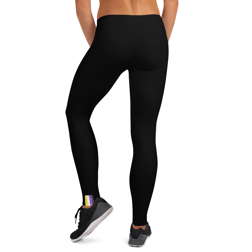 Non-Binary Pride Flash Black Leggings Leggings The Rainbow Stores