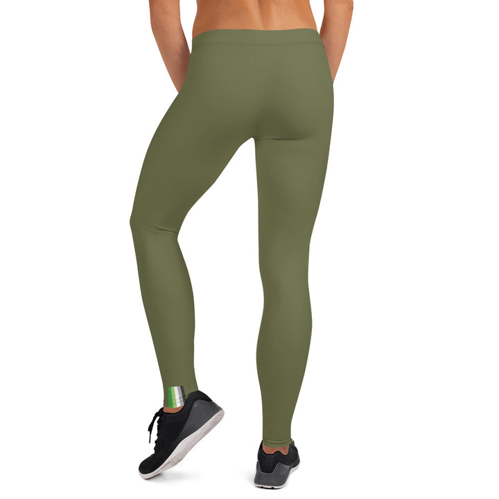 Aromantic Pride Flash Olive Leggings Leggings The Rainbow Stores