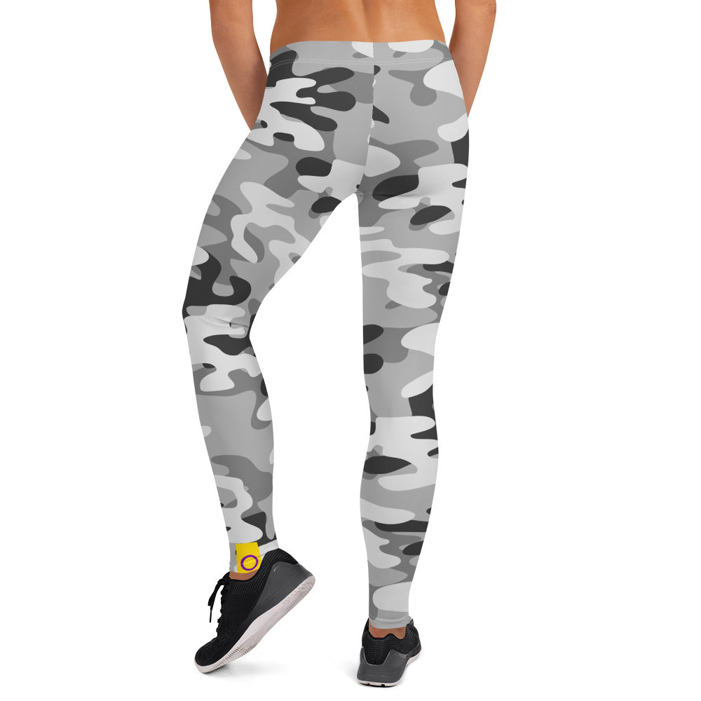 Intersex Pride Flash Grey Camo Leggings Leggings The Rainbow Stores