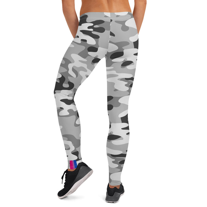 Bisexual Pride Flash Grey Camo Leggings Leggings The Rainbow Stores