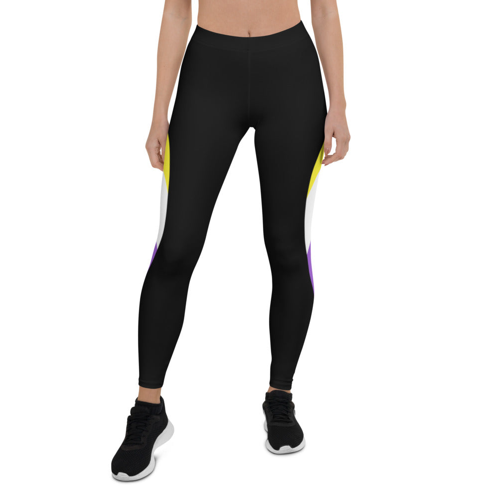 Non-Binary Pride Flag Dynamic Curve Leggings Leggings The Rainbow Stores