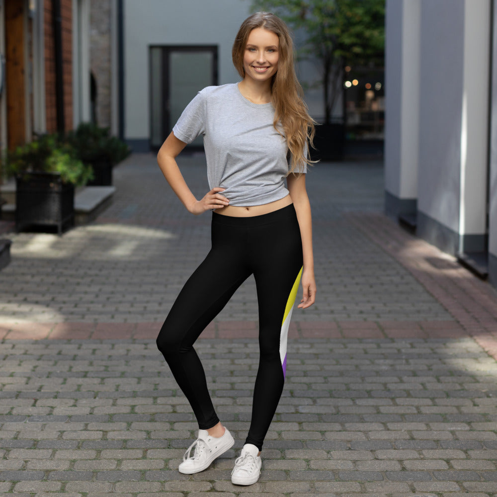 Non-Binary Pride Flag Dynamic Curve Leggings Leggings The Rainbow Stores