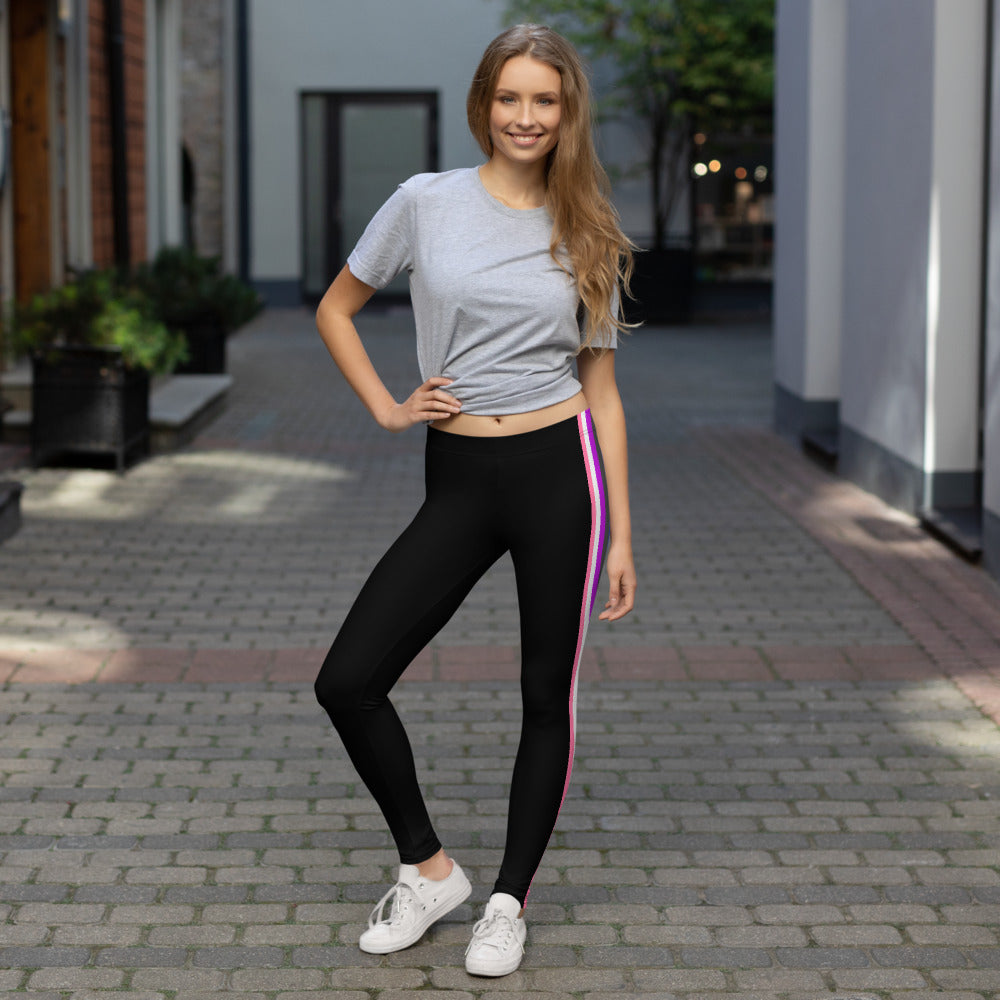 Gender Fluid Pride Flag Side Stripe Leggings Leggings The Rainbow Stores