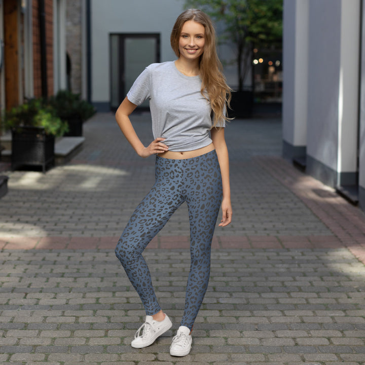 Lesbian Pride Flash Blue Leopard Print Leggings Leggings The Rainbow Stores