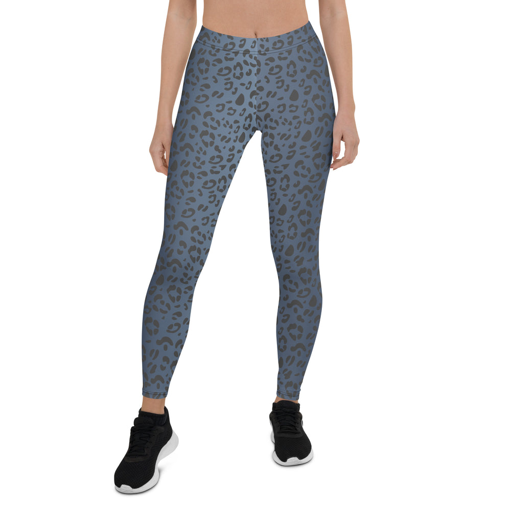 Non-Binary Pride Flash Blue Leopard Print Leggings Leggings The Rainbow Stores
