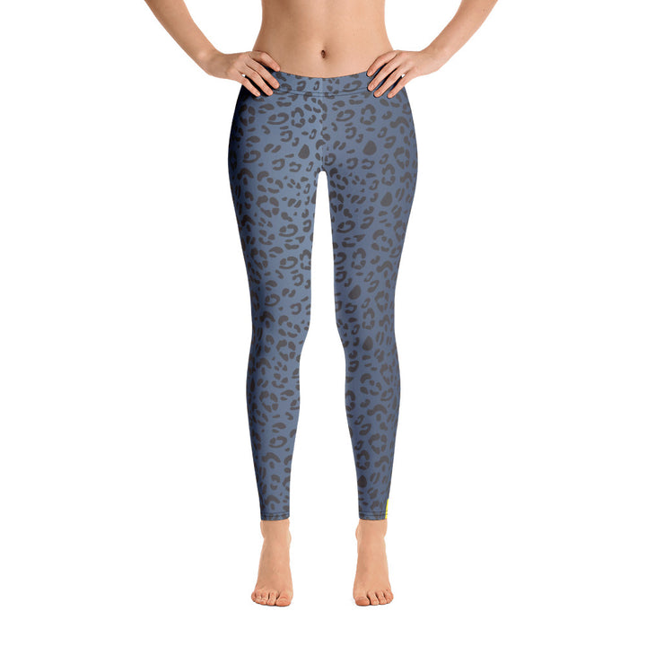 Non-Binary Pride Flash Blue Leopard Print Leggings Leggings The Rainbow Stores