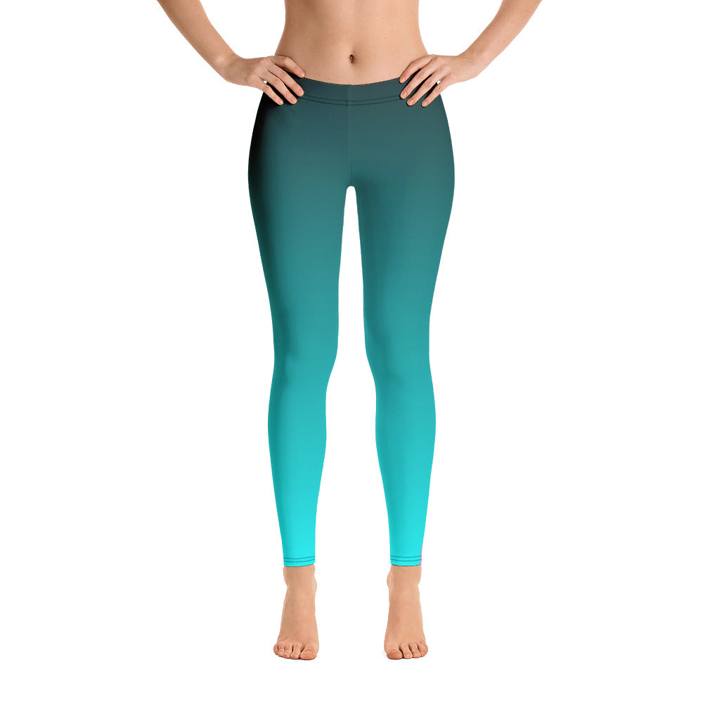 Trans Pride Flash Fade to Aqua Leggings Leggings The Rainbow Stores