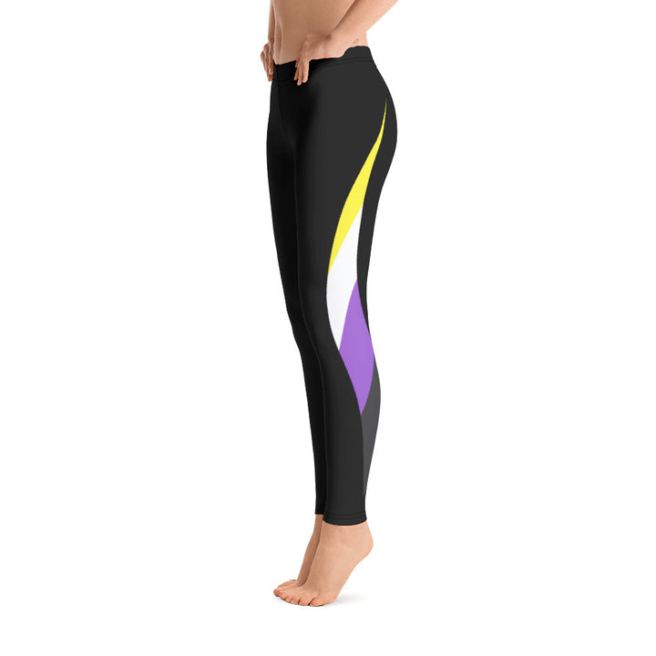 Non-Binary Pride Flag Dynamic Curve Leggings Leggings The Rainbow Stores