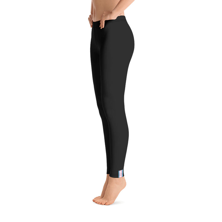 Trans Pride Flash Black Leggings Leggings The Rainbow Stores