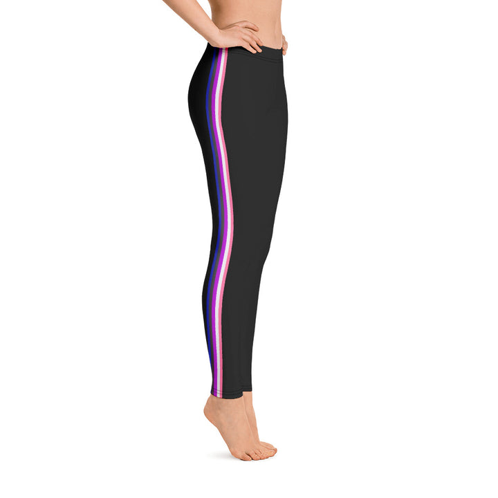 Gender Fluid Pride Flag Side Stripe Leggings Leggings The Rainbow Stores