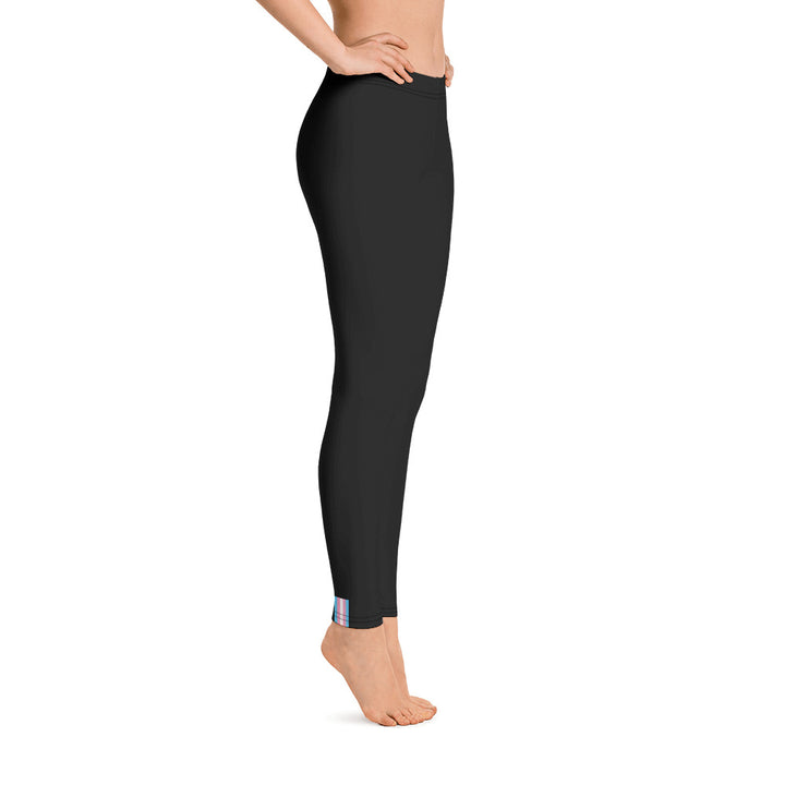 Trans Pride Flash Black Leggings Leggings The Rainbow Stores