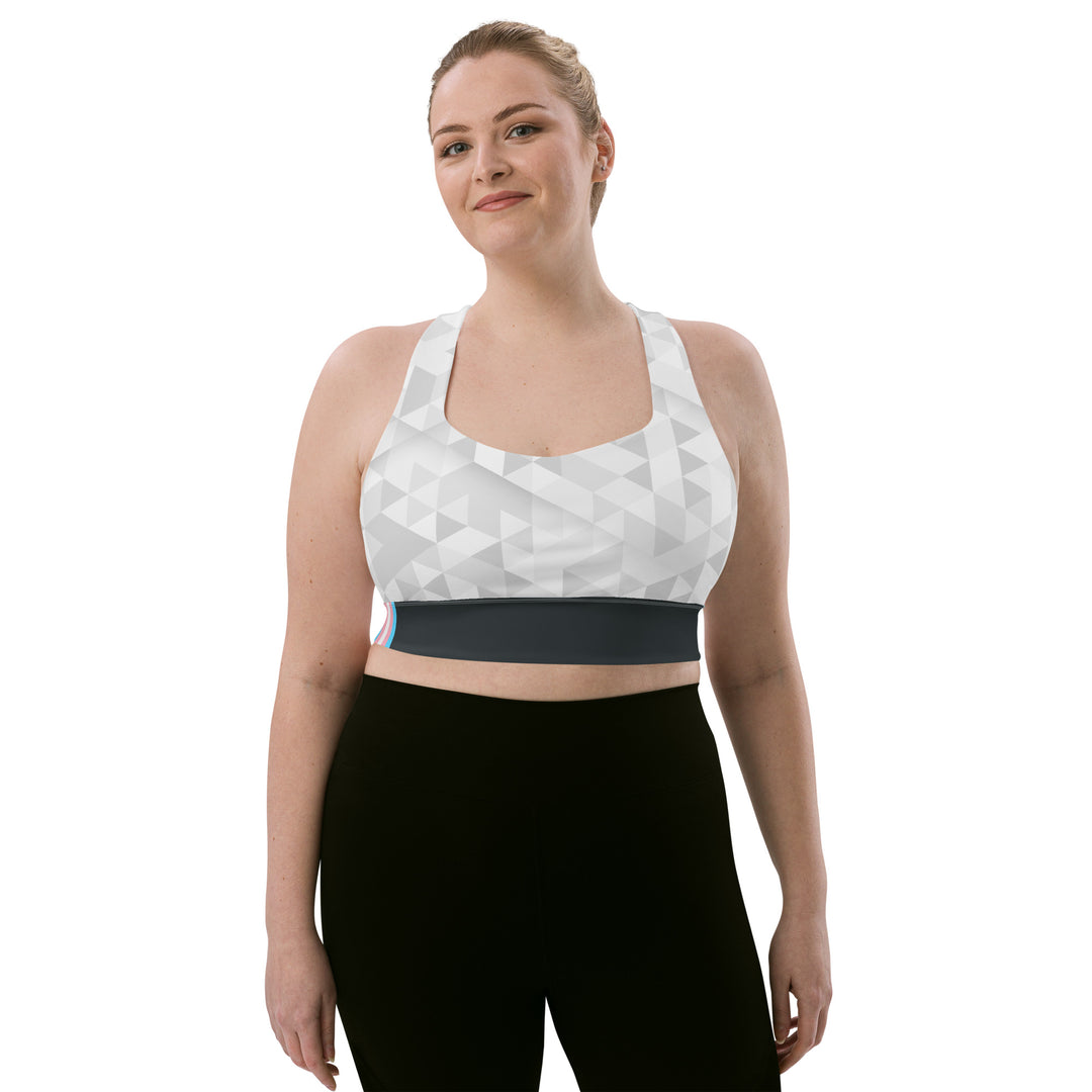 Trans Triangle Pattern Longline Sports Bra Sports Bras The Rainbow Stores