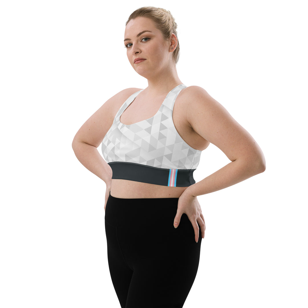 Trans Triangle Pattern Longline Sports Bra Sports Bras The Rainbow Stores