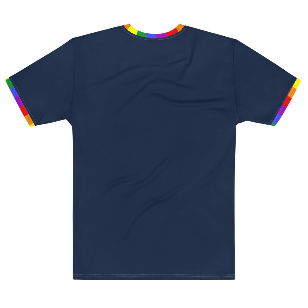 Classic Rainbow Flag Trim Blue T-shirt T-shirts The Rainbow Stores
