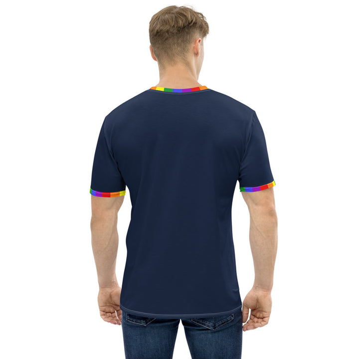 Classic Rainbow Flag Trim Blue T-shirt T-shirts The Rainbow Stores