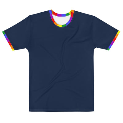 Classic Rainbow Flag Trim Blue T-shirt T-shirts The Rainbow Stores