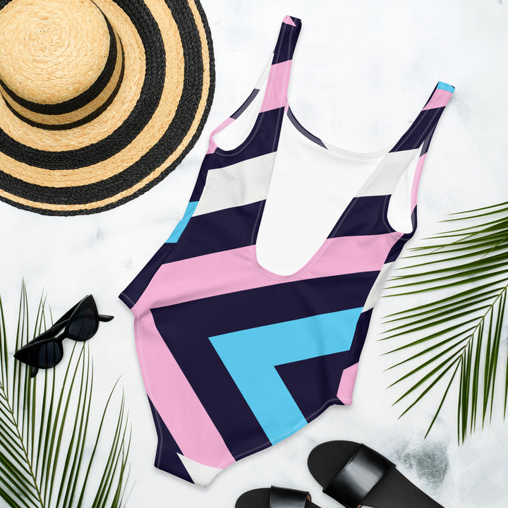 Trans Diagonal Stripes One-Piece Swimsuit Swimwear The Rainbow Stores