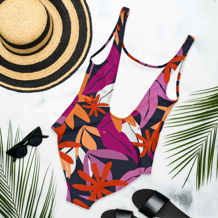 Floral Pattern One-Piece Swimsuit in Lesbian Colours Swimwear The Rainbow Stores