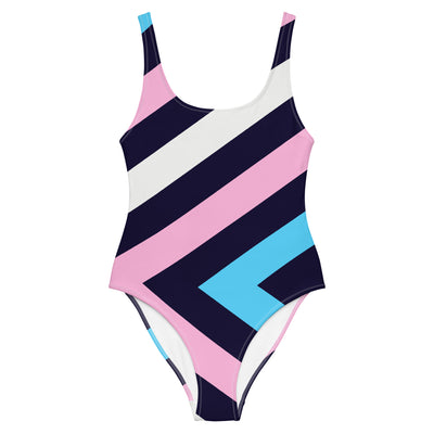 Trans Diagonal Stripes One-Piece Swimsuit Swimwear The Rainbow Stores