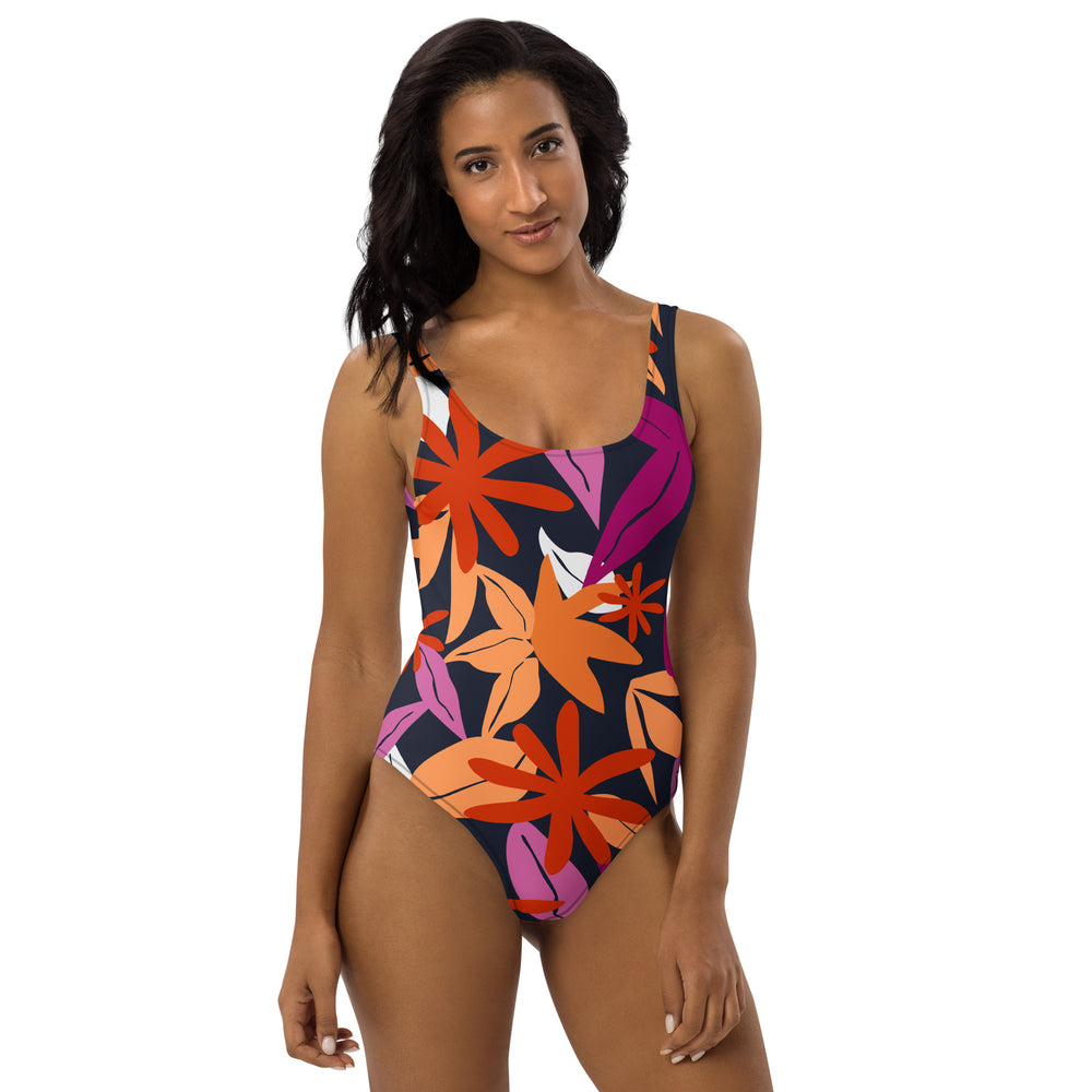 Floral Pattern One-Piece Swimsuit in Lesbian Colours Swimwear The Rainbow Stores