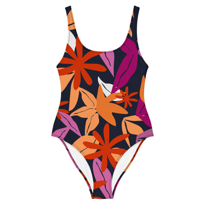 Floral Pattern One-Piece Swimsuit in Lesbian Colours Swimwear The Rainbow Stores