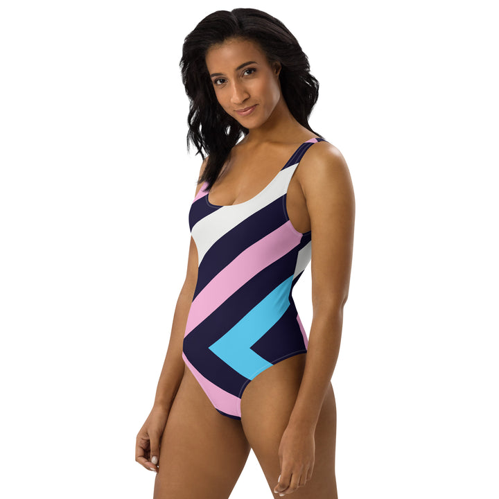 Trans Diagonal Stripes One-Piece Swimsuit Swimwear The Rainbow Stores